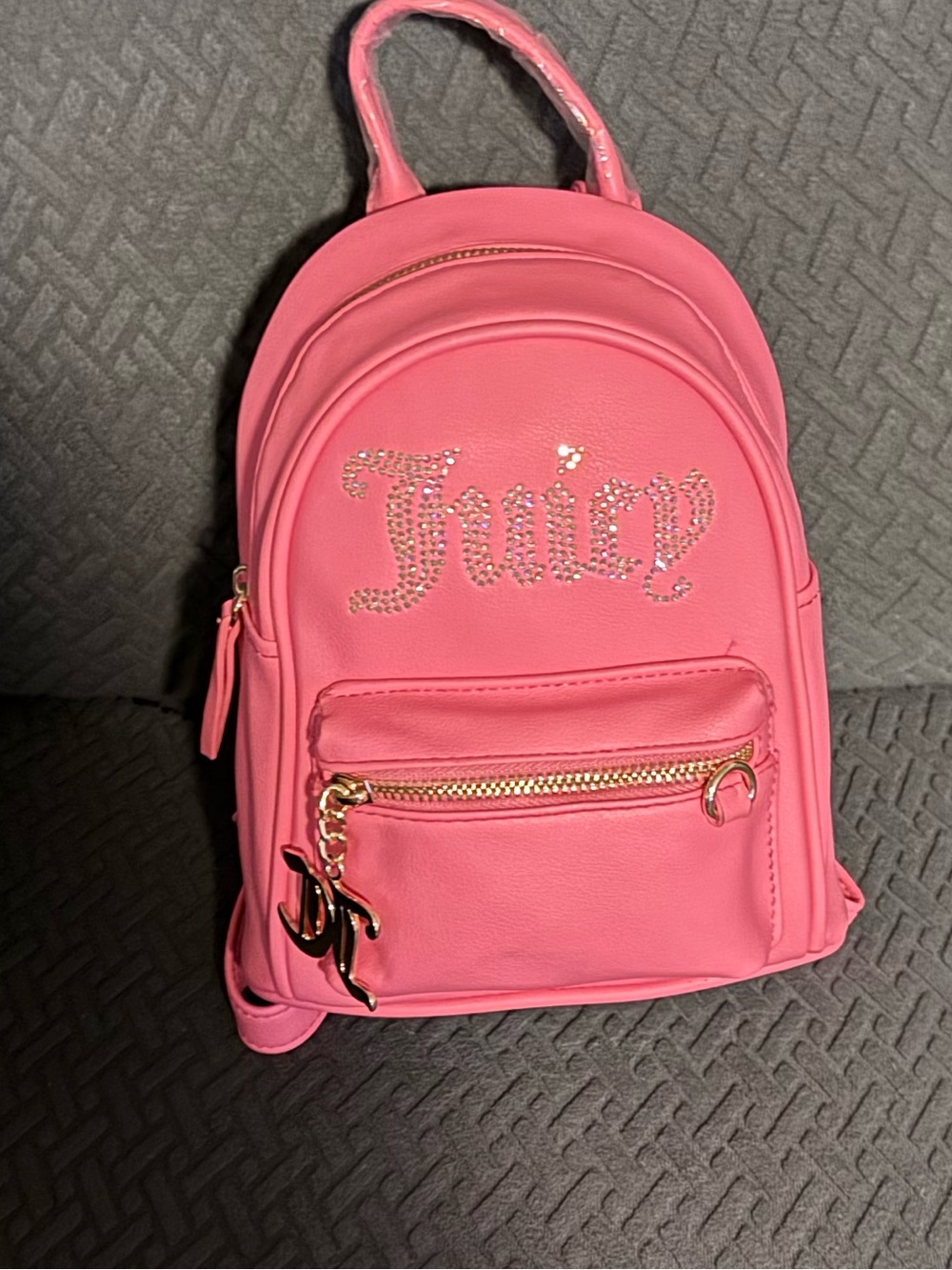 NWT Juicy Couture Pink Rhinestone Mini Backpack Bling JC Charm Logo